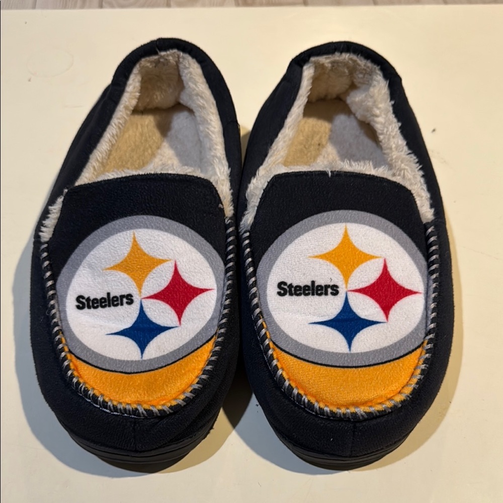 FOCO Pittsburgh Steelers Men's NFL Color Block Moccasin Slippers
